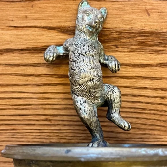 Vintage Bronze Dancing Bear Circus Figurine Trinket Dish Brass Valet Cigar Rest - Picture 10 of 17
